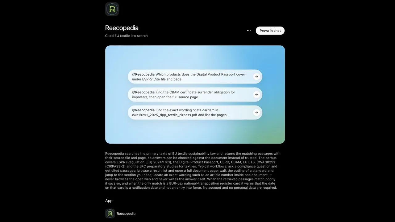 Heute wurde Reecopedia offiziell im OpenAI-Ökosystem gelistet